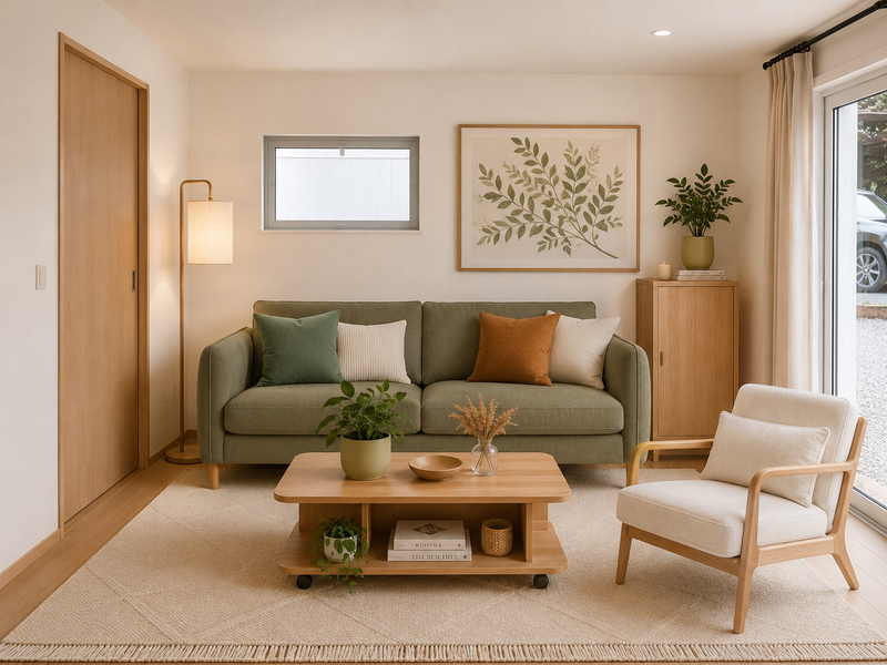 Visualisation 3D d'un studio optimisé avec rangements malins et espace multifonctionnel